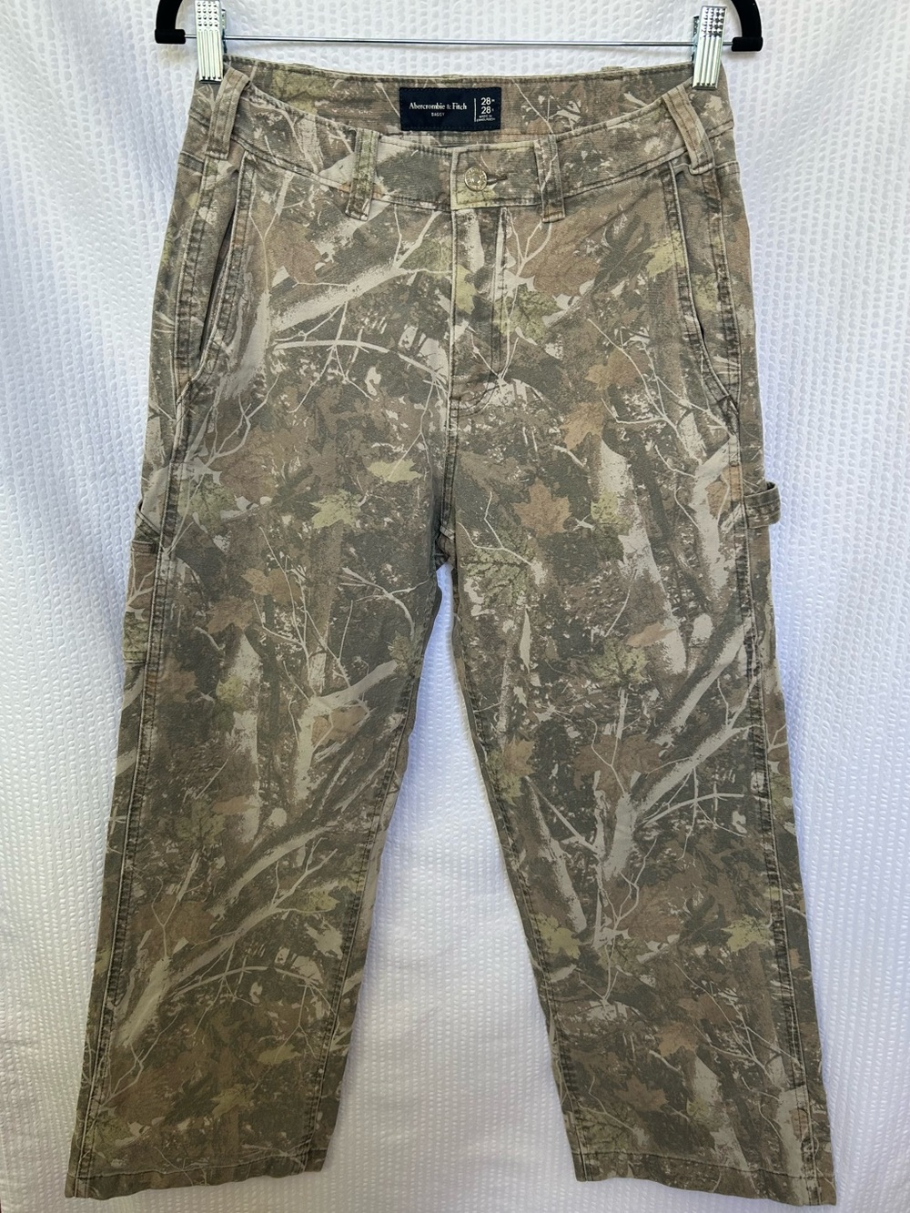 Abercrombie & Fitch Baggy Camo Tree Bark Utility Cargo Pants Size 28W x 28L